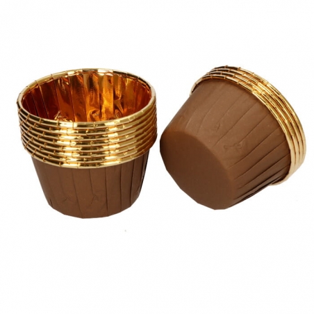 Papilotki kubeczki do muffinek brązowo-złote, 100 szt.