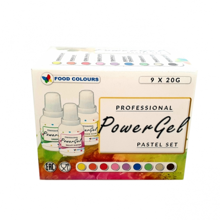 Barwniki spożywcze w żelu Pastelowe 9 szt. PowerGel, krótka data