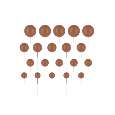 Toppery na tort Kule brązowe 20 szt. PartyPal