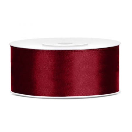 Wstążka satynowa, bordowa 25 m × 25 mm, PartyDeco