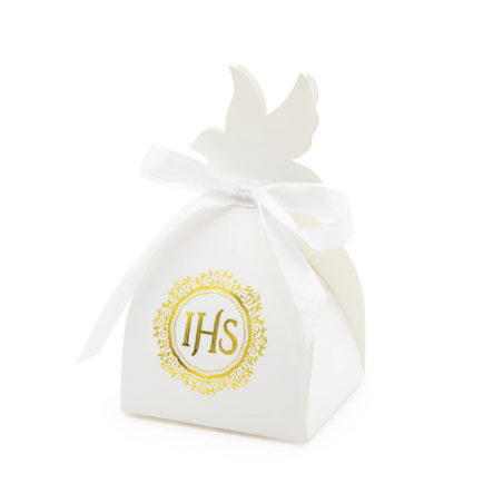 Pudełko na porcję ciasta, babeczkę, białe IHS złoty, 6 szt.