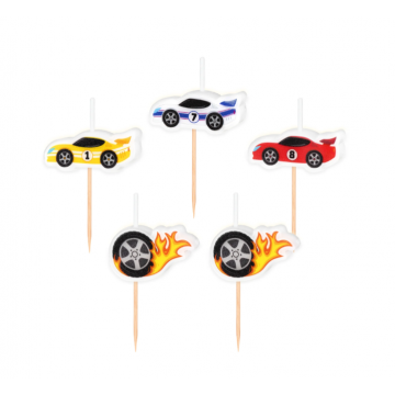 Świeczki wyścigówki, 5 szt.