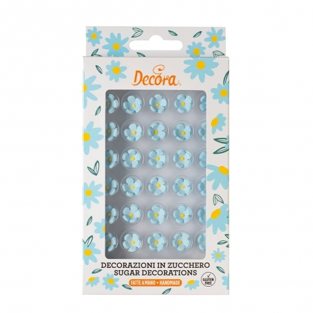 Ozdoby cukrowe małe niebieskie kwiatki 30 szt.