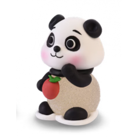 Figurka cukrowa panda siedząca z jabłkiem