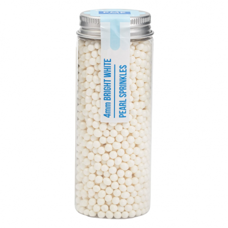 Posypka cukrowa 4 mm Bright White Pearls PME 74 g, biała