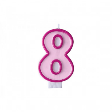 Świeczka różowa cyfra 8