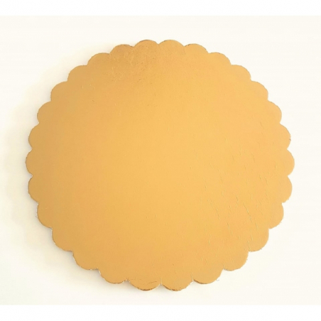 Podkład pod tort złoty okrągły z falbanką śr. 40 cm sztywny gr. 3 mm