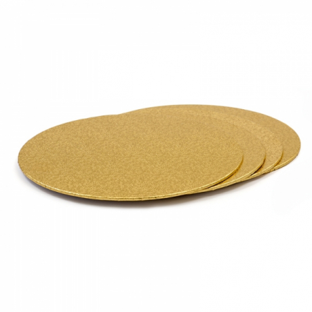Podkład pod tort złoty okrągły śr 16 cm sztywny, 3 mm
