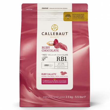 Czekolada rubinowa Ruby Callebaut w pastylkach 2,5 kg