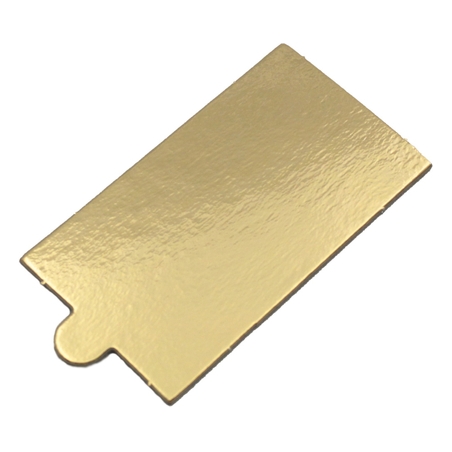 Podkład do monoporcji, bankietówka złota prostokątna z uchwytem dł. 9 cm, 50 szt.