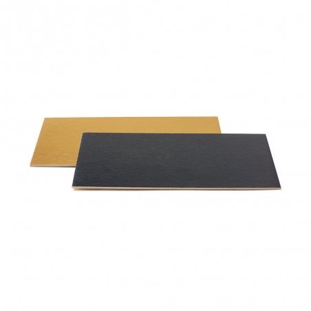 Podkład pod tort prostokątny złoto czarny sztywny 20 x 30 cm