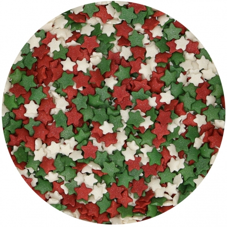 Posypka mix gwiazdki biało zielono czerwone Fun Cakes