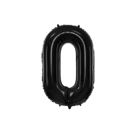 Balon foliowy z helem duża cyfra 0, czarny