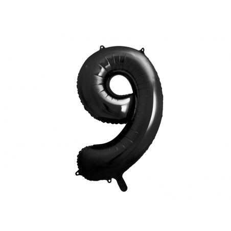 Balon foliowy z helem duża cyfra 9, czarny