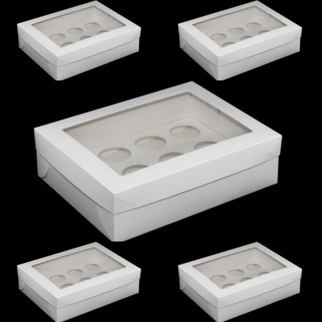 Pudełko na 12 muffinek białe z okienkiem II, 5 szt.