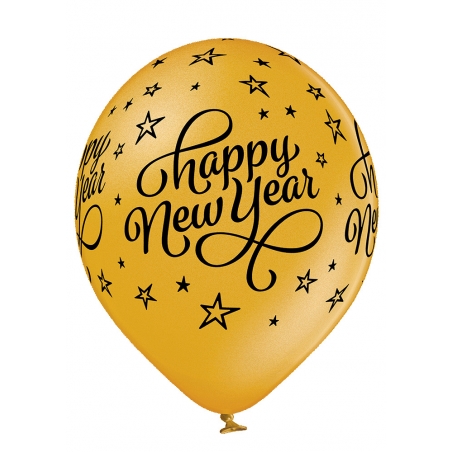 Balon z helem złoty 30 cm, Happy New Year