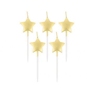 Świeczki złote gwiazdki 5 szt.